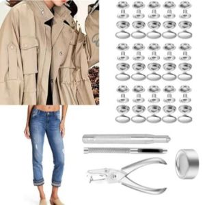 TIMES LORD 200Pcs เหล็กไร้สนิม ชุดยึดสแนป หมวกสองชั้น กล่องบรรจุกล่อง ชุดกระดุมสแน็ป หมุดย้ำ พร้อมเครื่องมือซ่อม3ชิ้น คีมเจาะหนัง งานฝีมือดีไอวาย