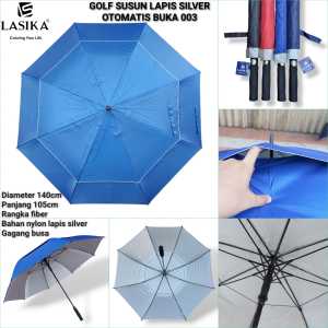 Payung Besar Golf otomatis 2 susun lapis  silver 003 lasika