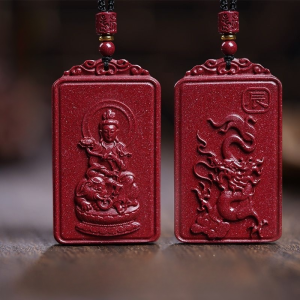 Vermilion Zodiac Guardian God Pendant Eight Guardian Gods Men and Womens Buddha Necklace Purple Gold Sand Primordial Year Pendant