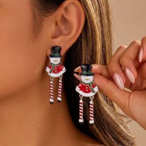 MAYIT Men răng Bông tai dây chuyền Giáng sinh Dầu nhỏ giọt Kiểu dáng Dangle Bông tai hình người bánh gừng Dễ thương Chủ đề sáng tạo Bông tai hình người tuyết Dành cho phụ nữ