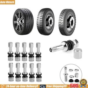 [Vktech]10 ชิ้น Universal Bolt-in Tubeless Wheel Tyre Valve ลำต้นพร้อมฝาปิดกันฝุ่น