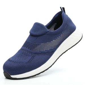 Summer Mesh Light Work Sneakers Steel Toe Work Safety Shoes Men Women Breathable Construction Shoes Work Boots Men Women