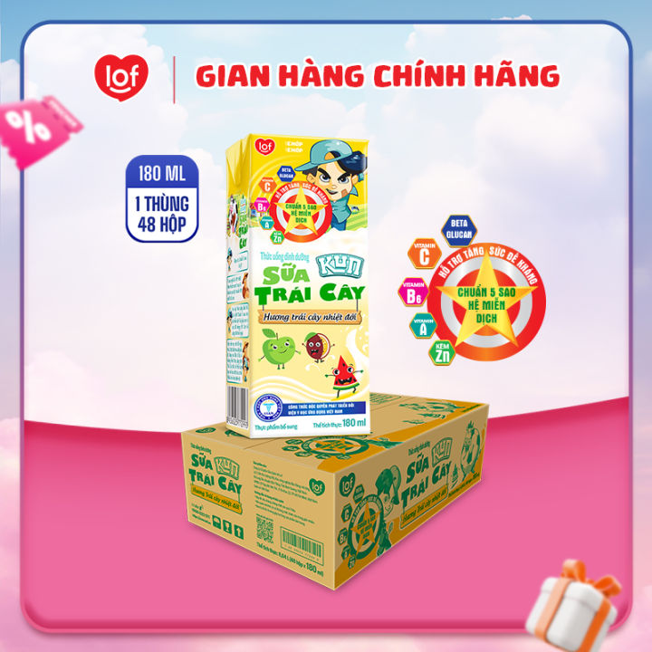Sữa trái cây KUN vị trái cây thùng 48 hộp x 180ml