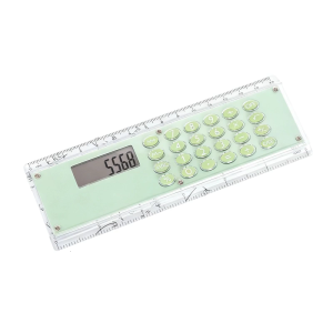 Thin 15cm Double Measurement Scale Ruler With Electronic Calculator Slim Profile Educational Tool