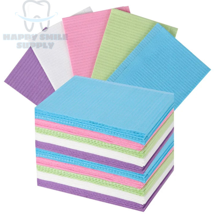 NLN 125pcs Disposable Dental Bibs 3ply Nails Pad Waterproof Dental Pad Tattoo Pad Pink Dental - View #7