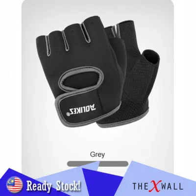 [1 Pair] Gym Training Gloves Half Finger Anti Slip Shock-Absorbing Pad Cycling Riding Weight Lifting Sarung Tangan Sukan