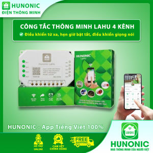 Công tắc thông minh Hunonic Lahu 4 kênh (500W/1 kênh) Điều khiển thiết bị điện từ xa qua điện thoại