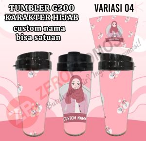 Souvenir Tumbler G200 Karakter Hijab Custom Nama