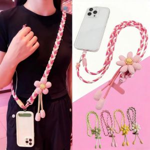 NUBE Ins Flower Mobile Phone Lanyard Handmade Universal Mobile Phone Crossbody Strap Multi-functional Strong Phone Hand-held Rope Women
