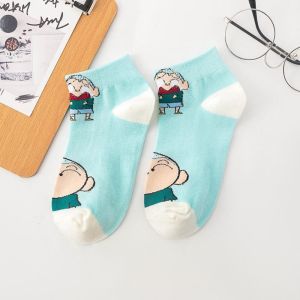 GOOTRADES Dog Crayon Shin-chan Tube Socks Letter Cotton Crayon Shin-chan Short Ankle Socks Ins Patchwork Cartoon Summer Thin Socks Children