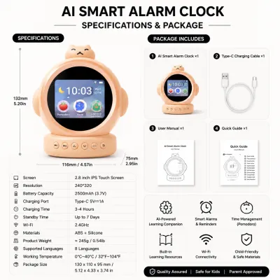 LYNXZ AI Smart Clock Learning Assistant Encyclopedia Kids Early Education Toy Educational Toy Perfect Birthday Gift