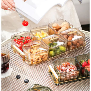 Light luxury fruit snack storage partition tray dried fruit tray with lid candy tray