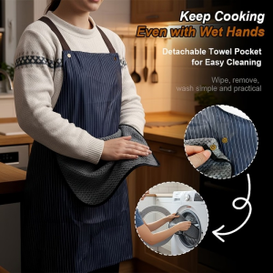 Multipurpose Kitchen Apron With Detachable Towel Pocket For Cooking Cleaning And Daily Use