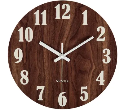 Wooden Wall Clock Luminous Number Hanging Clocks Quiet Dark Glowing Wall Clocks Modern Watches Home Decor
