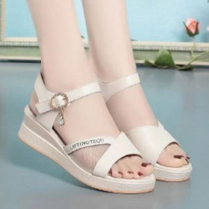 Free Shipping WomenS Wedge Sandals New Summer Casual Style Single-Strap Flat Sandals Thick-Soled Chunky Heel Sandals For Women Height-Increasing Sandals