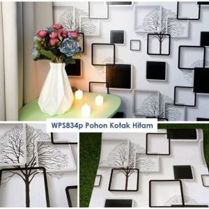 Wallpaper Dinding Decoration Dinding Ruangan Motif Kotak 3D Biru Ukuran Panjang 8 Meter x Lebar 45CM