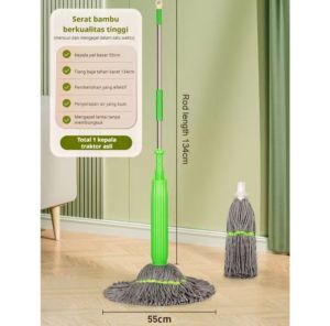 Dehidrasi dalam 1 detik] Pel putar otomatis dari serat bambu/Alat pel putar yang dapat diputar sendiri dan bebas dicuci dengan tangan/Bamboo fiber self-twisting spin mop caps