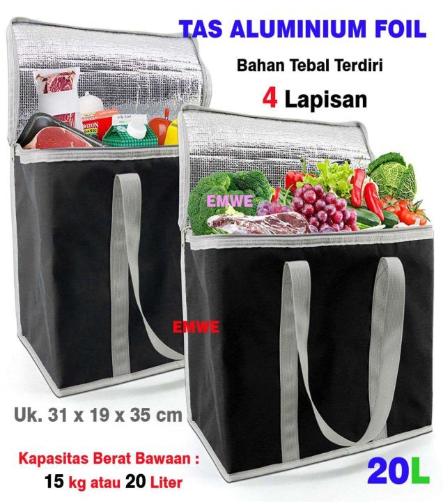 Tas aluminium foil 20L belanja shopping cooler bag untuk makanan beku Frozen food