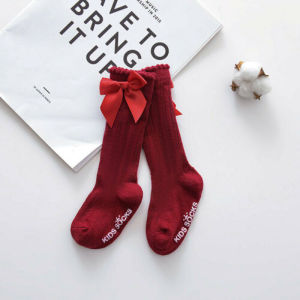 2-3 Days Delivery  Girls Tube Socks Solid Color Bowknot Letter Printing Fashion Breathable Warm Stockings