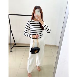 SET6979 Stripe Longsleeve Top & Pants Knit Set