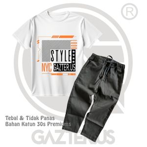 Setelan Celana Chinos Panjang Kaos Distro Anak Laki-Laki Perempuan Bahan Katun 30s Premium Bahan Tebal & Tidak Panas