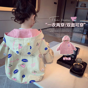 Little DR Jacket for Kids Girls Winter Long Sweater Zipper Hoodie Cardigan Bear Cartoon Cute Coat Children Wind Breaker Clothes 2022 New Double Sided Windbreaker Sport baju sejuk budak perempuan