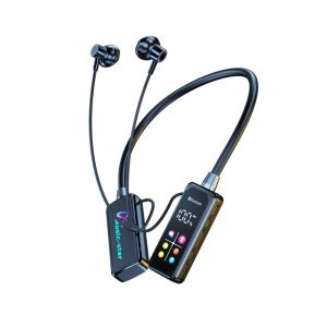 ZEIIE LED Digital Display Wireless Earbuds Neckband TF Card Support Long Standby Earphones Built In Microphone Neck Hanging Earphones Sports Training