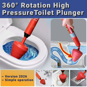 🔥2026 upgrade toilet pipe plunger🔥 360°rotation high pressure toilet plunger sewer unclogger