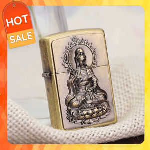 Hộp Quẹt Bật Lửa Xăng Zorro Z91040 Thiết Kế Họa Tiết Phật Hoa Sen Dán Emblem - Dùng Xăng Bấc Đá Cao Cấp (KHÔNG CHỨA XĂNG GAS)