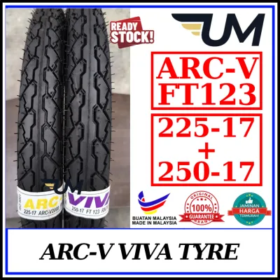 ARC-V VIVA FT123 TYRE 225-17 250-17 TUBED 17 INCH TIRE TAYAR ARC V BUNGA SOTONG SIME DUNLOP F20 ARCV TUBE TIUB 225 250