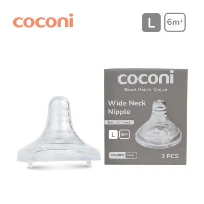 Coconi Wide-neck Baby Bottle Nipple Teat Replacement 2pcs | Dot pengganti Botol Susu Wide-Neck Coconi 2pcs