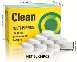 Multi-Surface Effervescent Cleaning Tablets - 24pcs Active Oxygen Stain & Scale Remover for Cups Bottles Kettles