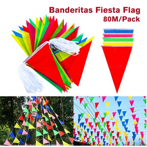 80M Flag Colorful Flag Triangle Outdoor Construction Site Security Opening Festival Celebration Multi Purpose