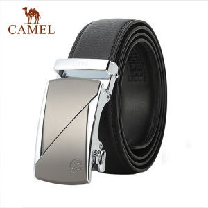 Camel mens Automatic Buckle Belt 100% Genuine Cow Leather Business Casual Strap Belt