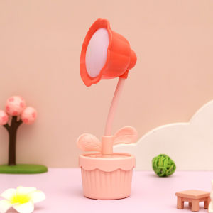 Cute Flowers Desk Table Lamp Portable USB Rechargeable Two-Speed Light LED Lighting Bedside Night Light