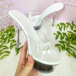 [Ship Hỏa Tốc 2h]Guốc quai trong đính nơ gót trong 14.5cm-15cm gót trong suốt đơn giản dễ thương dễ phối đồ đi chơi đi tiệc