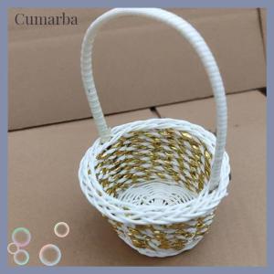 [Cumarba] 1pc Woven Flower Basket Hand-Held Basket Wedding Party Decorative Basket