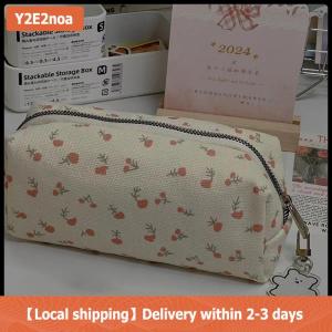 【Local shipping】 Cartoon Floral Printing Pen Bag For Women Grils Large Capacity Stationery Bag Pencil Case Multifunctional Stationery Organizer