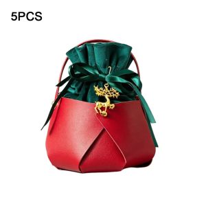 NALANILI Chất liệu nhung Túi quà Giáng sinh Vải flannel Thiết kế Đỏ Xanh Túi xách quai da Thanh lịch Kích thước nhỏ gọn Túi nhung Tiệc Giáng Sinh