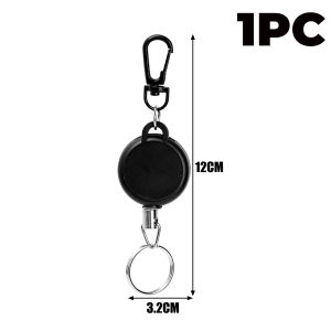 2PCS Retractable Keychain Anti Lost ID Badge Key Holder With Elastic Steel Wire Rope Backpack Charm Accessories Outdoor Tool