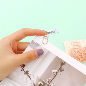 [Blue Sea Mall] 50pcs /bag the mini heart rose Color Clip Bookmark Metal paper Clips