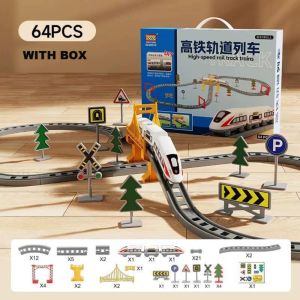 LUZMAR 7 Kiểu Tàu điện trẻ em có đường ray Quà sinh nhật cho bé có hộp Bộ đồ chơi xe lửa Chất lượng cao Nhựa Đồ chơi tàu cao tốc giáo dục