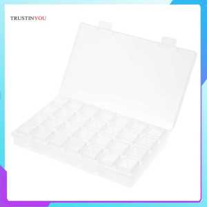 Plastic Rhinestone Box with Clear Lid 28 Slots False Nail Case Nail Art Decoration Nail Art Holder Accessories Tool Empty for Jewelry Diamond Painting