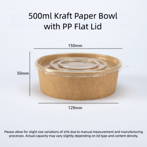 [Ready Stock] Kraft Paper Round Bowl with Lid 50s  Bekas Kertas Bulat Pakai Buang  外卖牛皮纸碗圆饭盒
