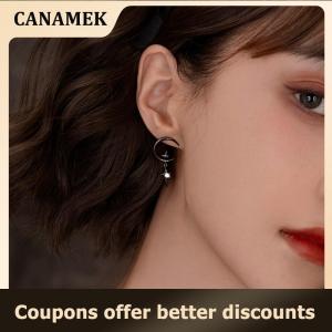 【 CANAMEK 】 Earrings Star Moon Design Pendant Eardrop For Women Stud Trendy Dangle Earrings