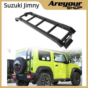 Rear Tail Tailgate Door Ladder Climbing Lift Supports For Suzuki Jimny 2019-2024 Black Aluminum Four-door Three-door 4door 3door Car Rear Tail Door Ladder Climbing