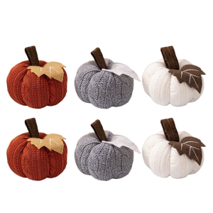 Festival Knit Pumpkin Ornaments Fall Harvest Decorations For Fireplaces Windowsill Table Display 2pcs