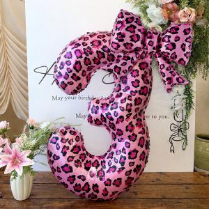 ADAM Màu hồng. Bộ bóng số Kích thước 40 inch. Giấy bạc nhôm Bóng bay họa tiết da báo. Cao cấp Số từ 0 đến 9. Bóng bay làm từ giấy bạc. Tiệc sinh nhật