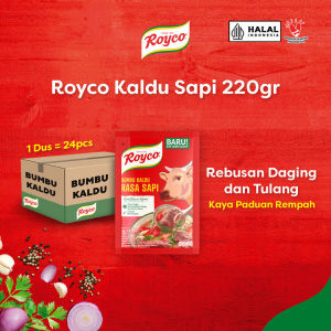 Royco 220gr - 1dus Kaldu Penyedap Rasa Makanan / Royko Bumbu Ayam - Sapi 220 Gram - 1karton x 24pcs