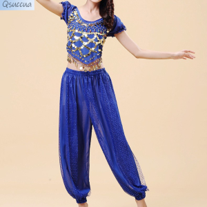 Indian Dance Performance Clothes Belly Dance Suit Pants Short Sleeve Dance Clothes